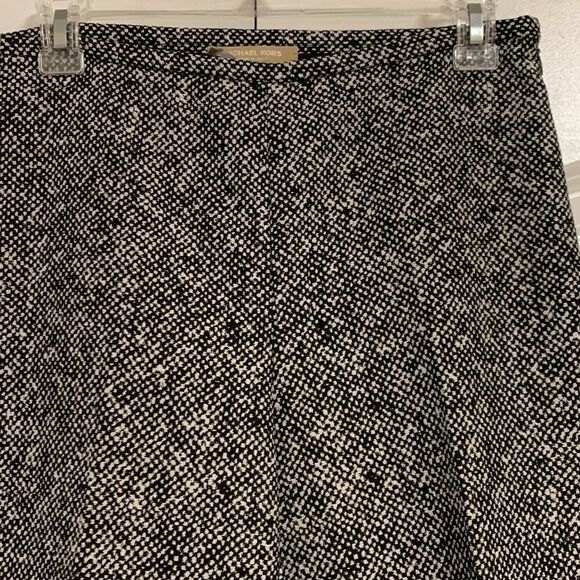 Michael Kors Collection Italy Black White Textured Wool Mid Rise Straight Pant 4 - Picture 4 of 11